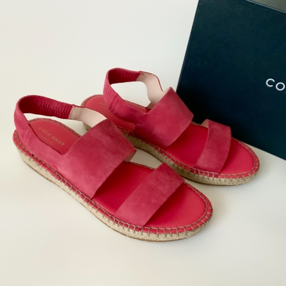 Cole Haan Cloudfeel Espadrille Red Sandals Flats - Picture 7 of 11